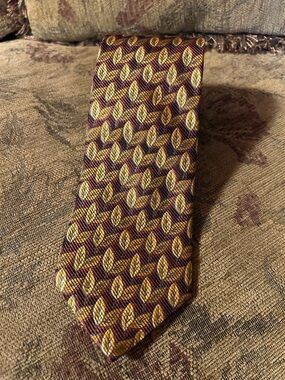 Ermenegildo zegna silk tie gold leaf woven pattern $210